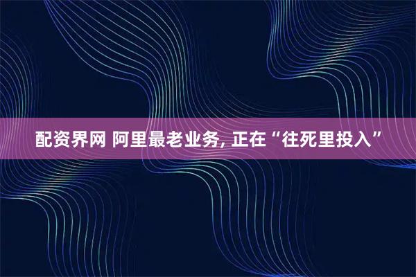 配资界网 阿里最老业务, 正在“往死里投入”