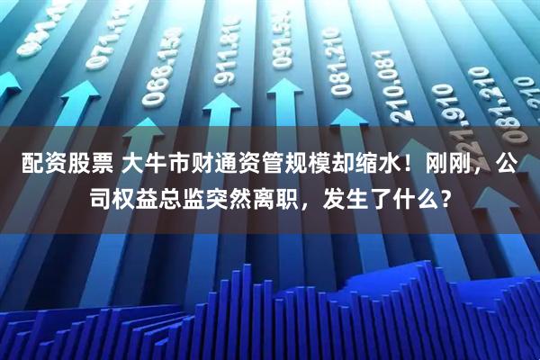 配资股票 大牛市财通资管规模却缩水！刚刚，公司权益总监突然离职，发生了什么？