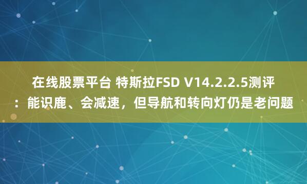 在线股票平台 特斯拉FSD V14.2.2.5测评：能识鹿、会减速，但导航和转向灯仍是老问题
